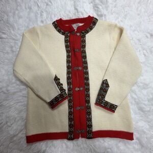 Vintage 1960's Norway Wool Sweater Fair Isle Toggle Clasp Nordic Thick Knit 42